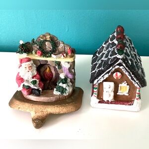 K’s Collection chimney Santa Claus stocking holder and gingerbread house
